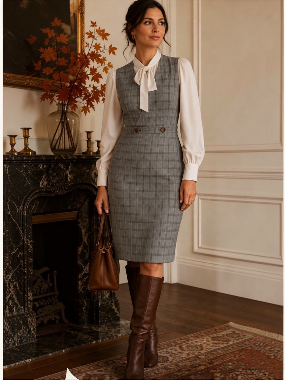 Ted Baker Ristad Dress US Size 6 New Gray Glen Plaid Sophisticated Old Money